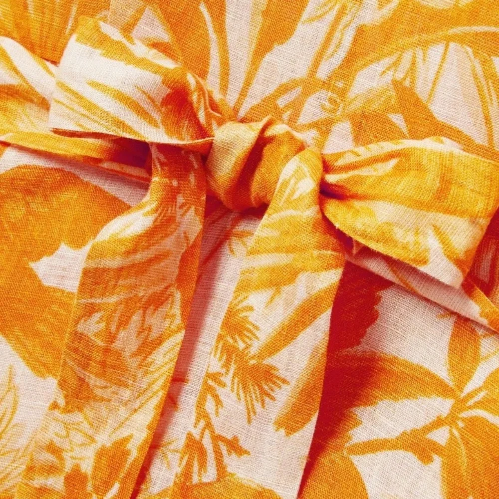 Zimmermann Linen Midi Dress (Mae Belted Ruffled - Yellow/Ivory/White) - Picture 4 of 10